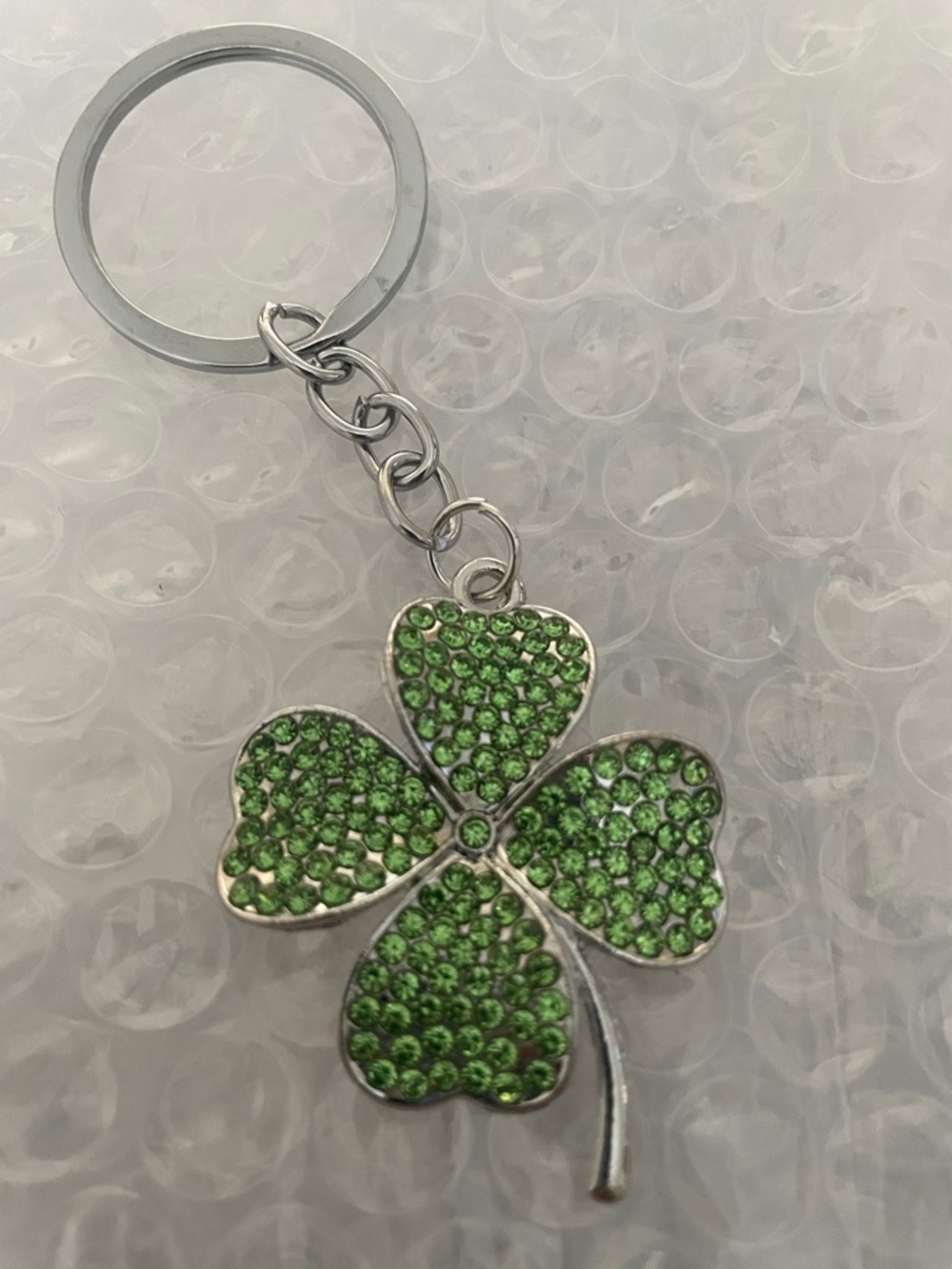 Four Leaf Clover Crystal Keychain